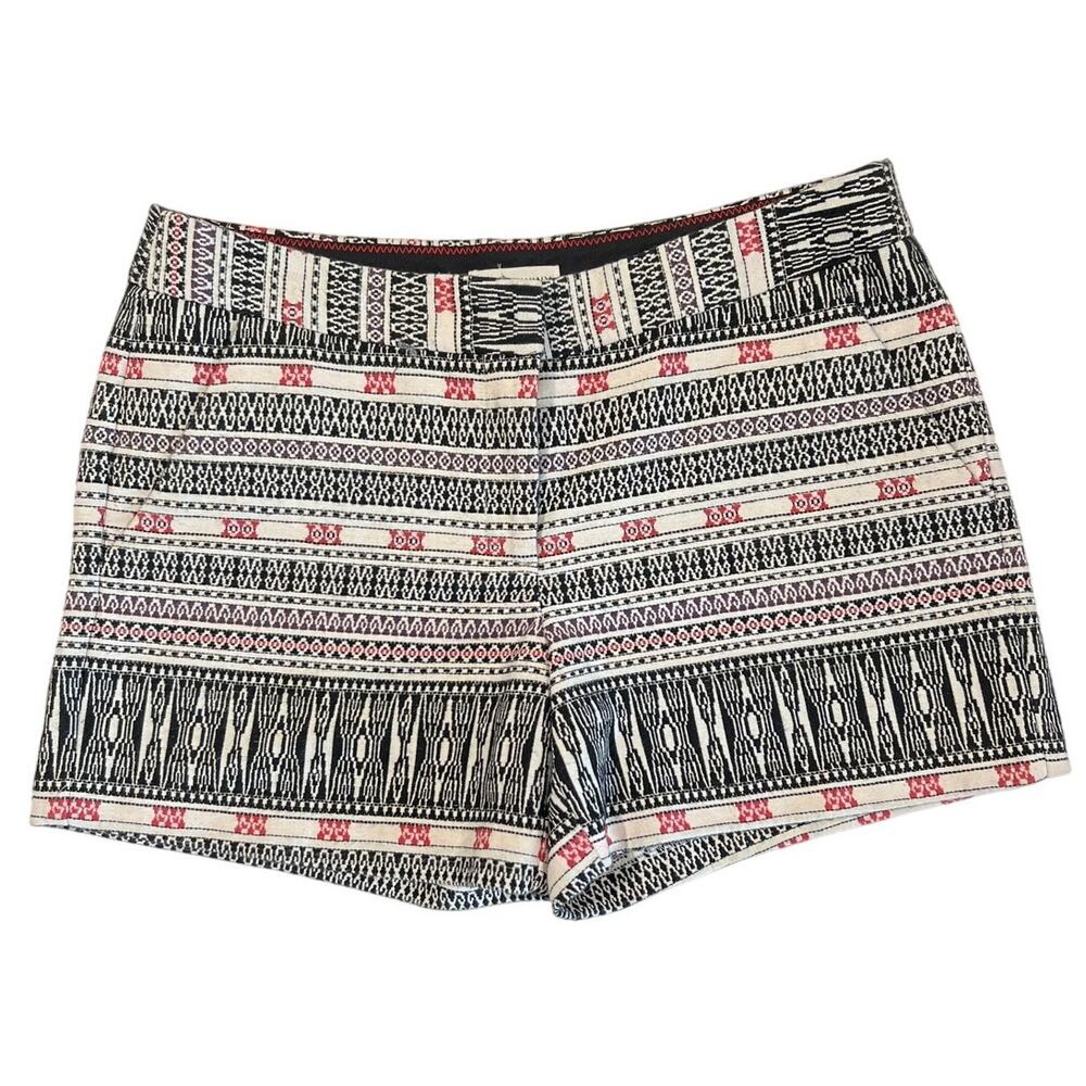 Artisan NY Tribal Print Cream & Black Midrise Cotton Blend Shorts Women's Size 8